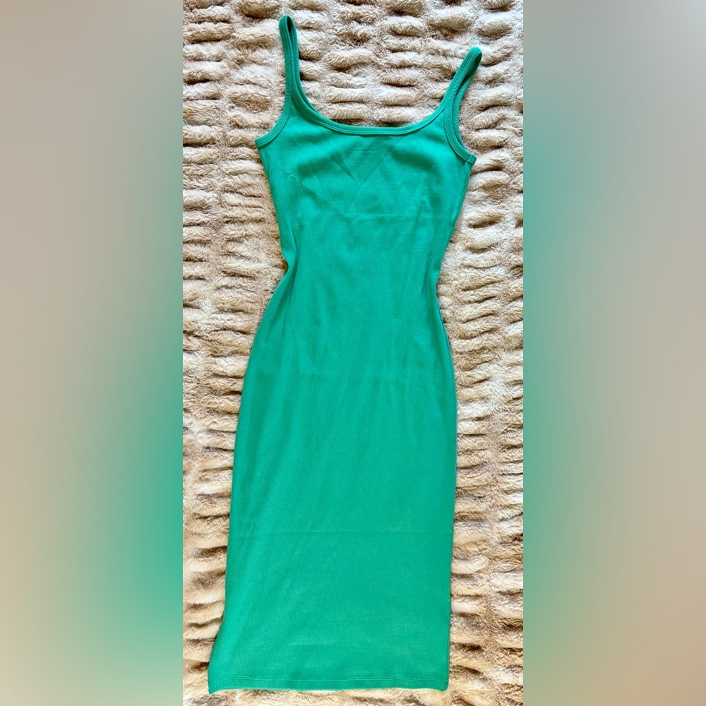 Ardene - Emerald Green Ribbed Knit Midi Tank Dress